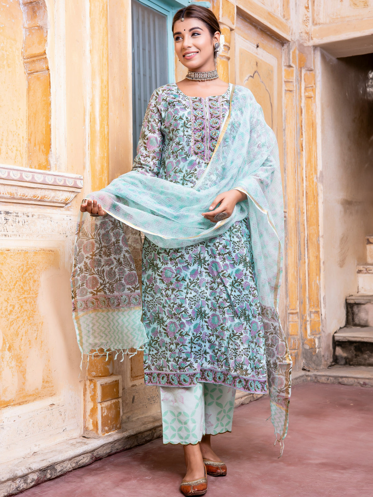 Multicoloured Printed Silk Blend Co-Ords