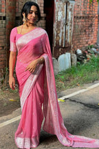 Green Embellished Banarasi Silk Blend Saree With Unstitched Blouse Piece